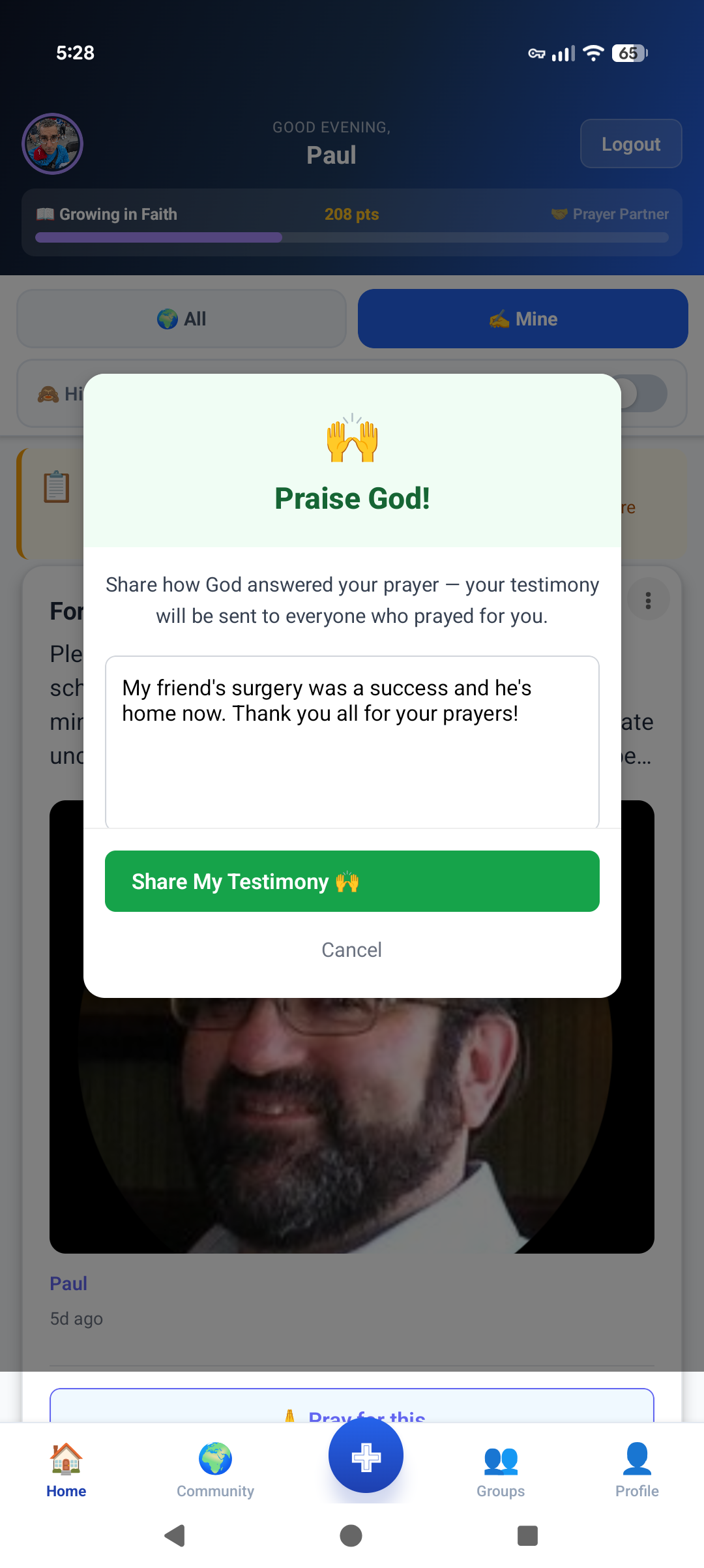 Share testimony